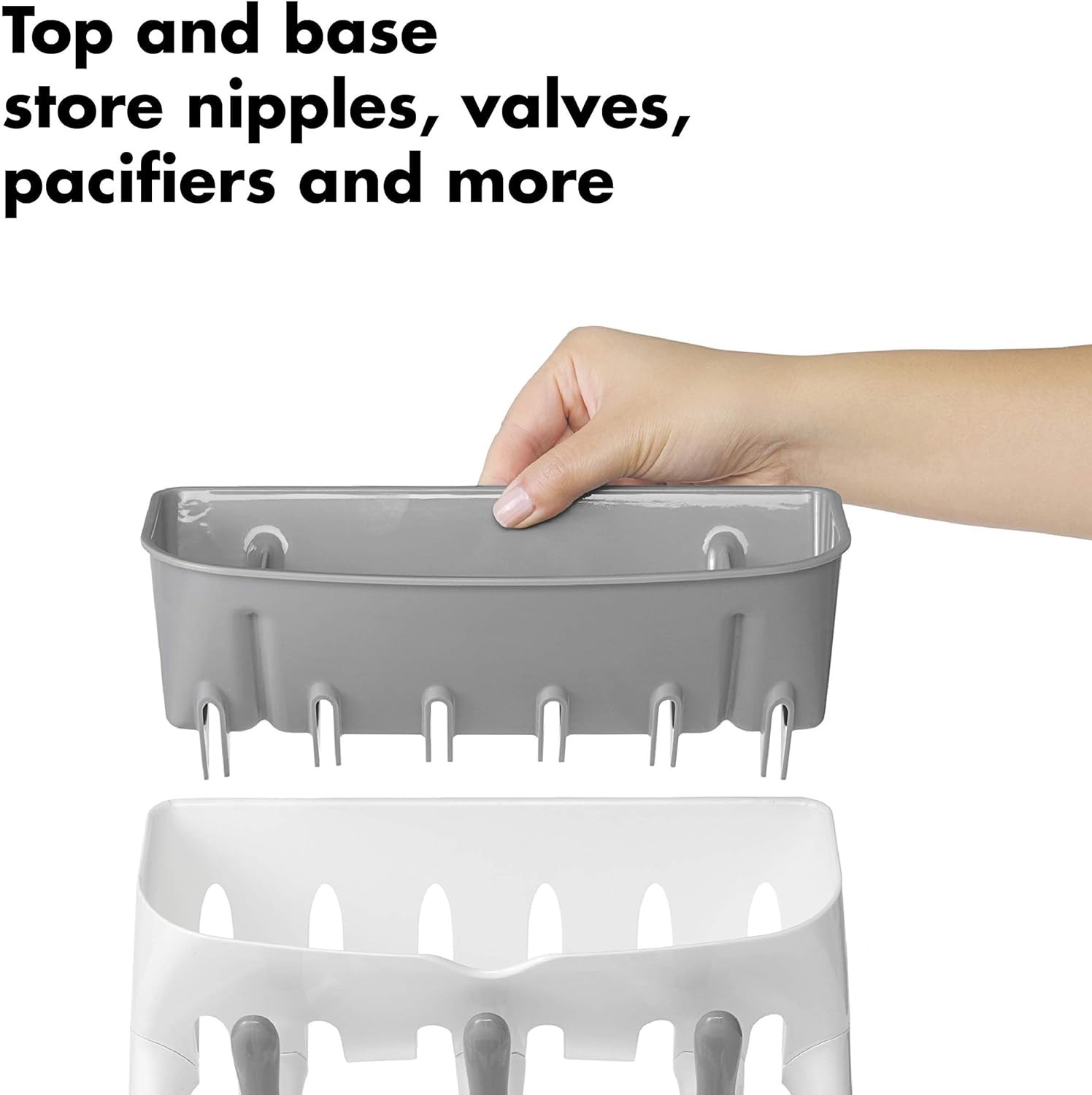 Dsocool Vertical Baby Bottle Drying Rack, Space Saving Countertop Drying Rack Baby Bottle Accessory, Gray image number 3