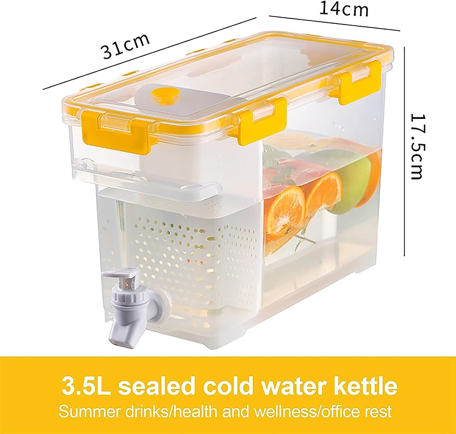 3.5 Liter Water Dispenser, Plastic Beverage Dispenser, Water Dispenser with Tap and Divider, Cold Water Jug with Tap, Lemonade Drink Container for Kitchen, Party, Bar (Gray) image number 4