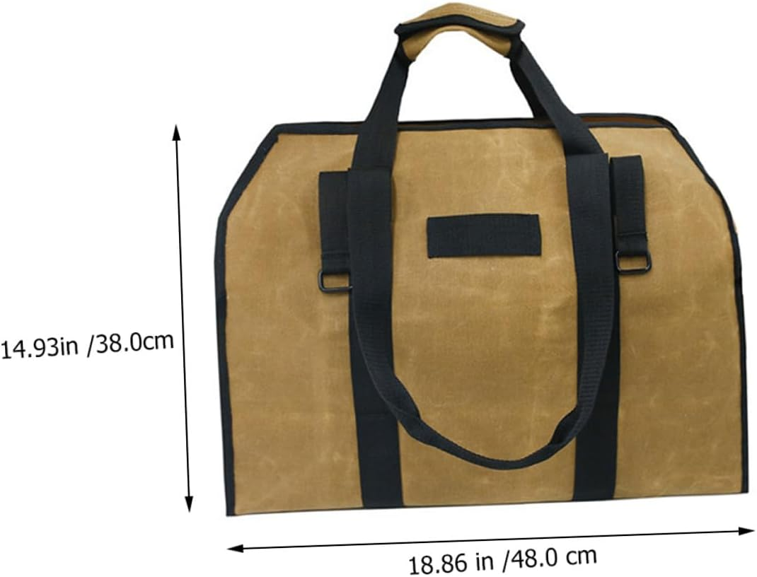Capacity Waxed Canvas Firewood Tote Bag with Padded Handles and Metal Buckle for Secure Log Carrying Heavy Duty Firewood Carrier for Outdoor Camping Garden and Barbecue Use image number 6