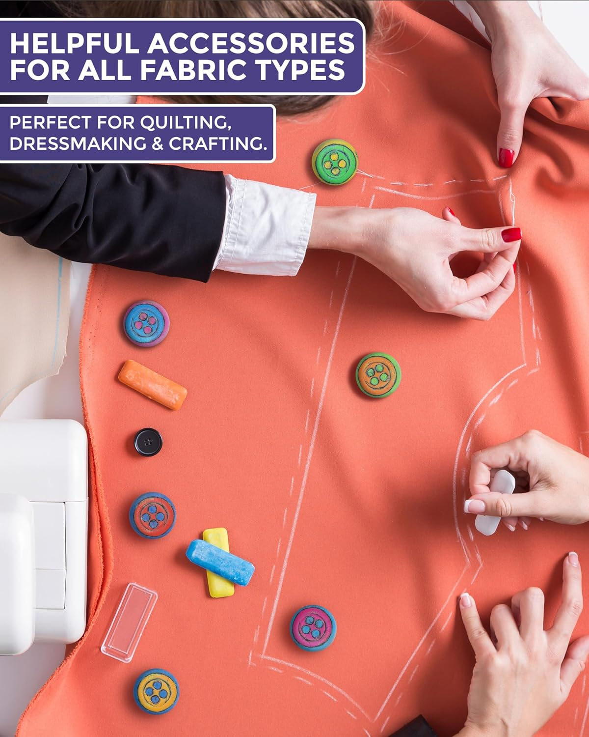 The Quilted Bear Pattern Weights Set of 6X40Mm - Scratch Resistant Paper Weights/Pattern Weights for Sewing, Dressmaking or Cutting Fabric (TQB - Donuts) image number 2