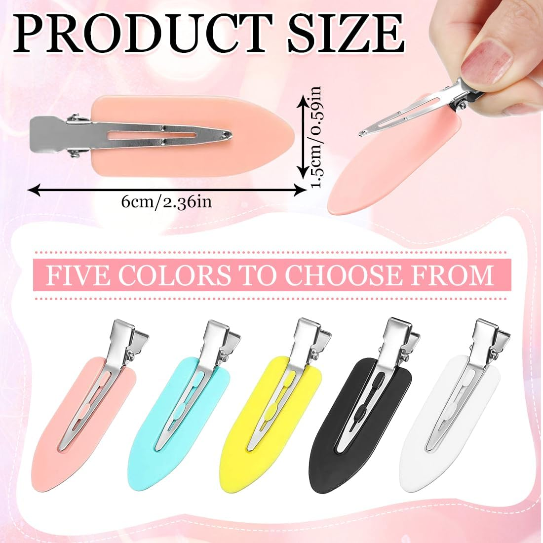 20 Pieces Seamless Hair Clips, Hair Pin Curl Clips, No Bending Hair Clips, Hair Pin Curl Clips, No Bending Hair Clips for Hair Styling, Make up (White/Blue/Black/Pink/Yellow) image number 4
