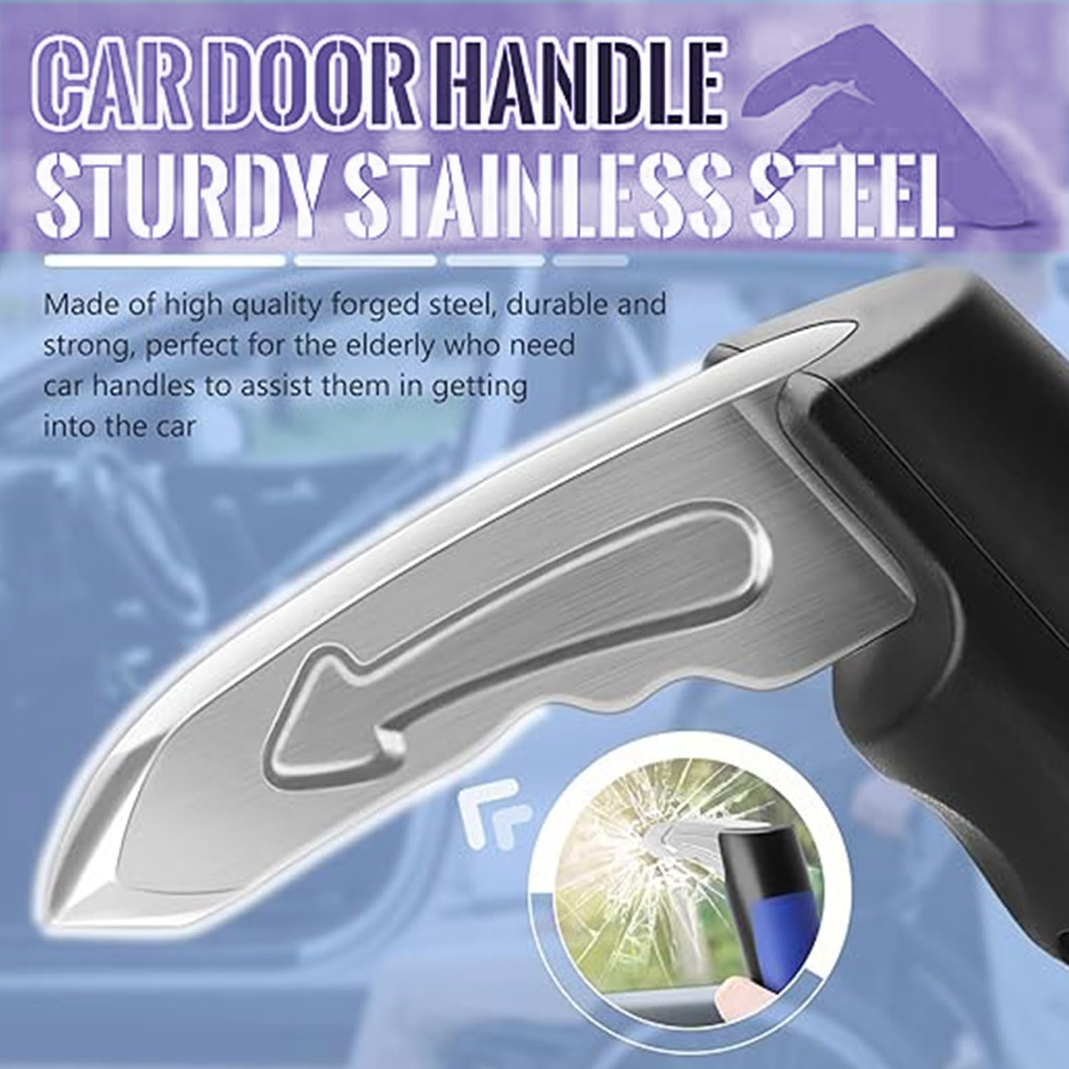 Car Door Assist Handle,Door Handle for Elderly, 4 in 1 Car Grab Handle Assist Door Latch Multifunction Grab Handle Auto Cane Vehicle Support for Injured Handicap and Senior（Blue） image number 6