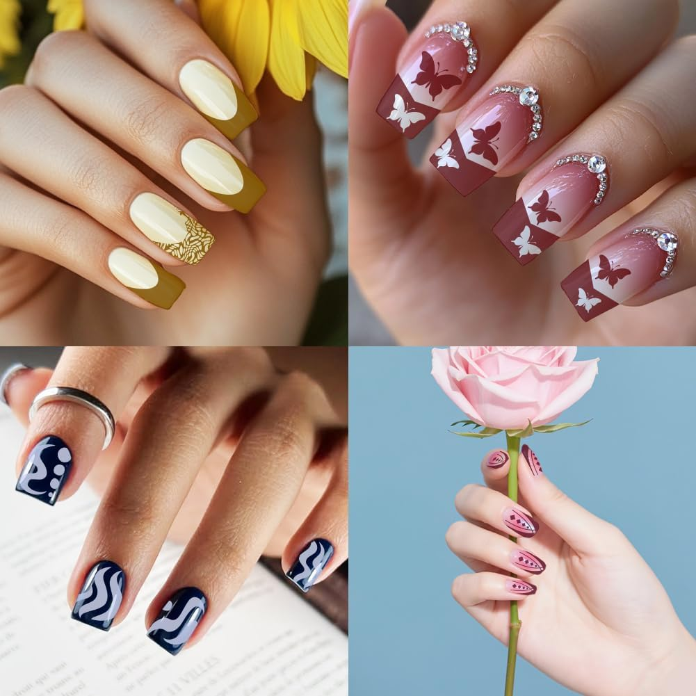 PH Pandahall 2Pcs French Line Print Nail Art Template Swirl Line Pattern Nail Stamp Plate Stainless Steel Image Plate Texture Nails Stencil Set for Women DIY Printing Decor 5.7X3.7 Inch image number 2