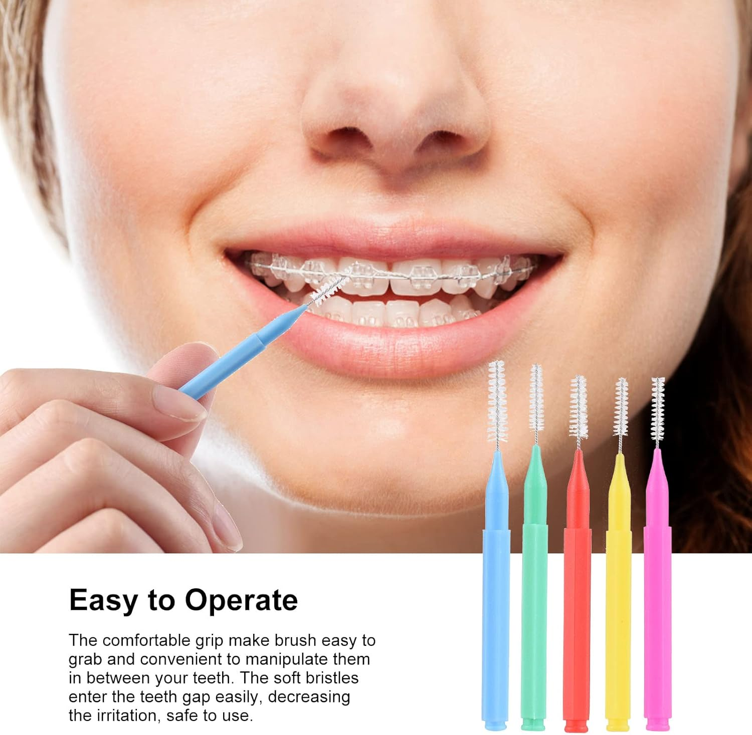 100 Pieces Interdental Brushes Dental Floss Toothpick Orthodontic Braces Brush Tooth Cleaning Tool Oral Care Multicolor 5 Colors