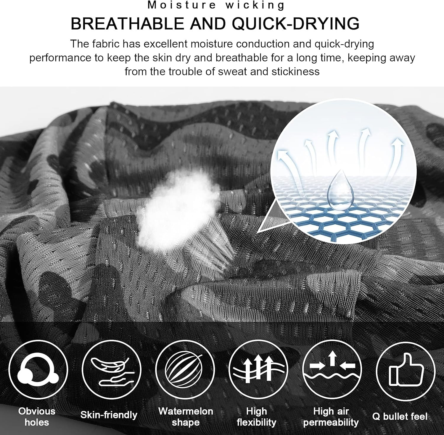 2 Pack Skull Cap Helmet Liner Sweat Wicking Cycling Running Hat, Cycling Skull Caps Wicking Beanie Do Rag Head Wrap for Men Women(Camouflage Black & Camouflage Green) image number 2