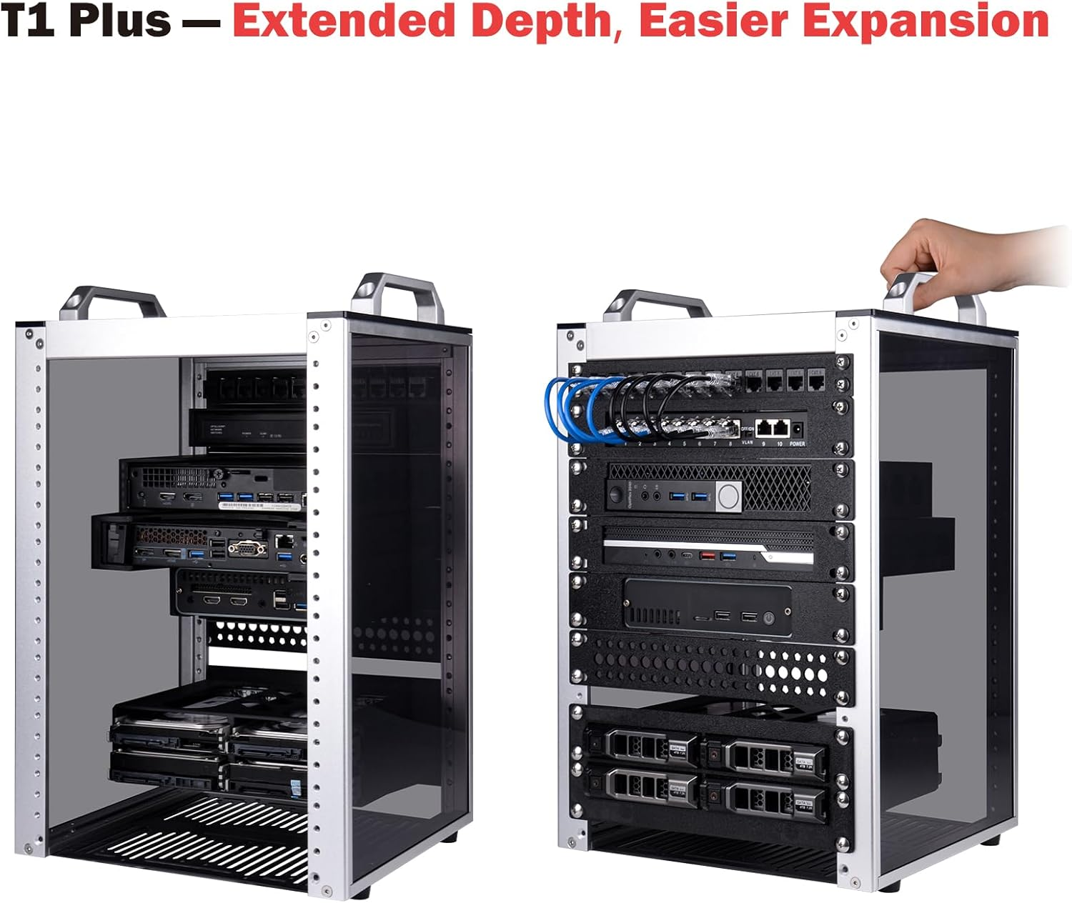 Geeekpi 8U Server Rack Cabinet, Deskpi Rackmate T1 Plus,10 Inch Network Rack for Servers, Network, A/V Equipment, 10.23Inch/260Mm Depth (Silver) image number 2