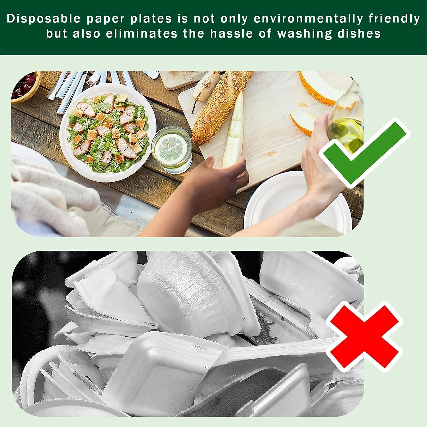 Disposable Paper Plates 10 Inch Compostable Plates 50 Pack Biodegradable Surgarcane Fiber Dinner Plates (10 Inch Plates) - 9 Inch Plates image number 6