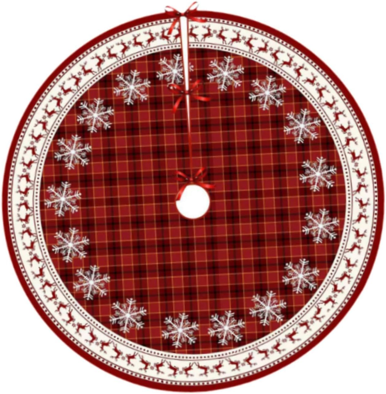 35Inch Christmas Tree Skirt,Winter Holiday Tree Mat Snowflake Elk Decorative Xmas Tree Base Cover Xmas Tree Skirt for Bedroom image number 6