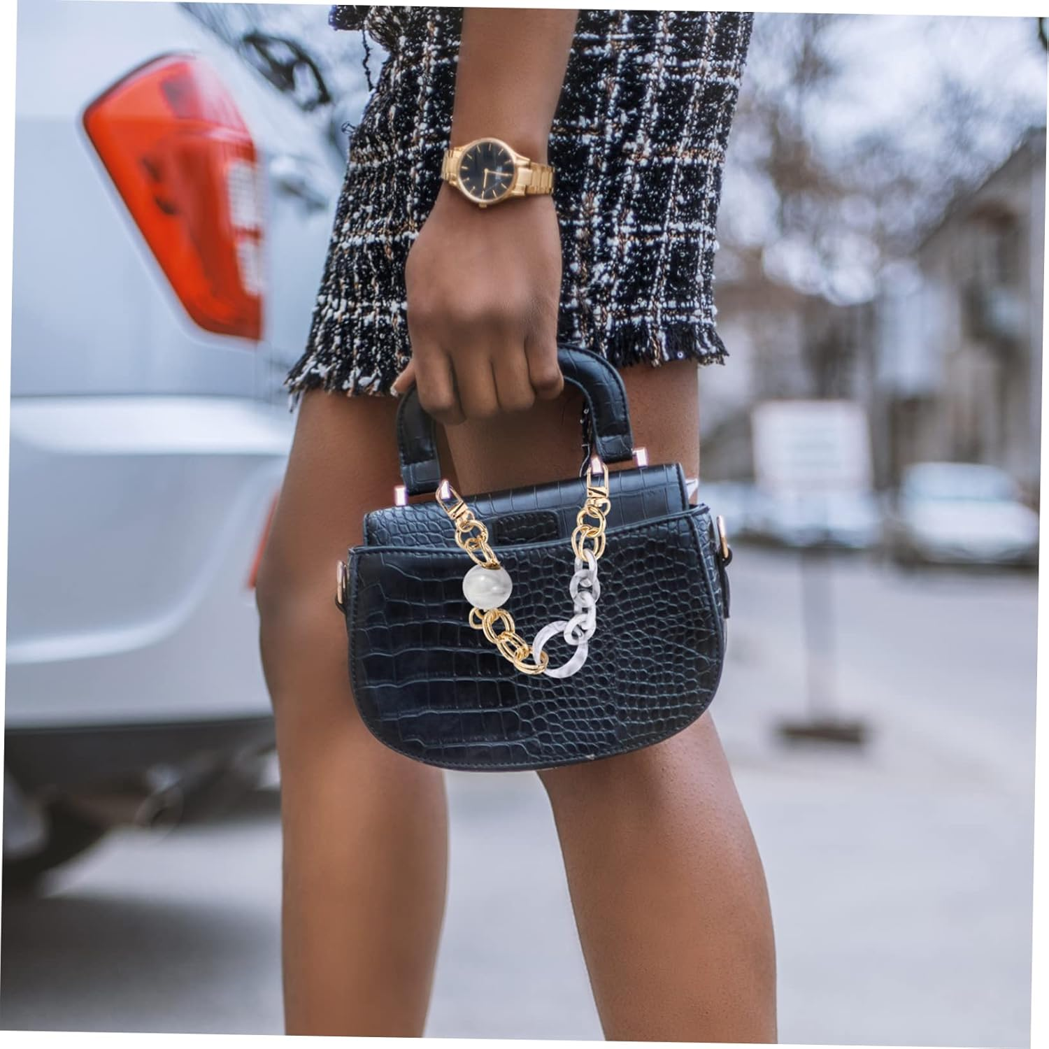 SHINEOFI Retro Acrylic Bag Chain Stylish Decorative Purse Strap for Women Lightweight Resin Replacement Accessory for Unique Handbags and Travel Bags - Multi image number 6