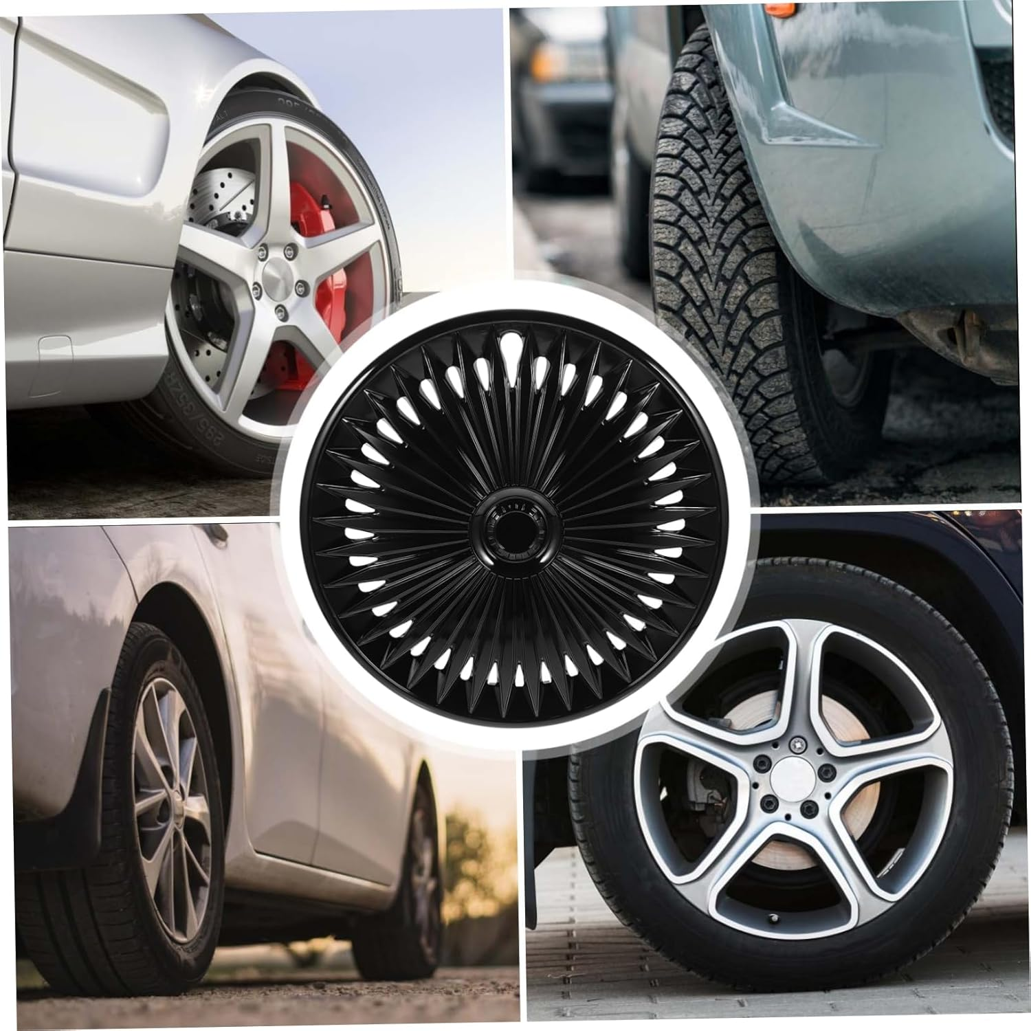 Car Wheel Cover Phantom Steel Rim Decorative Cover Black Hy Sturdy Practical Decorative Easy Install