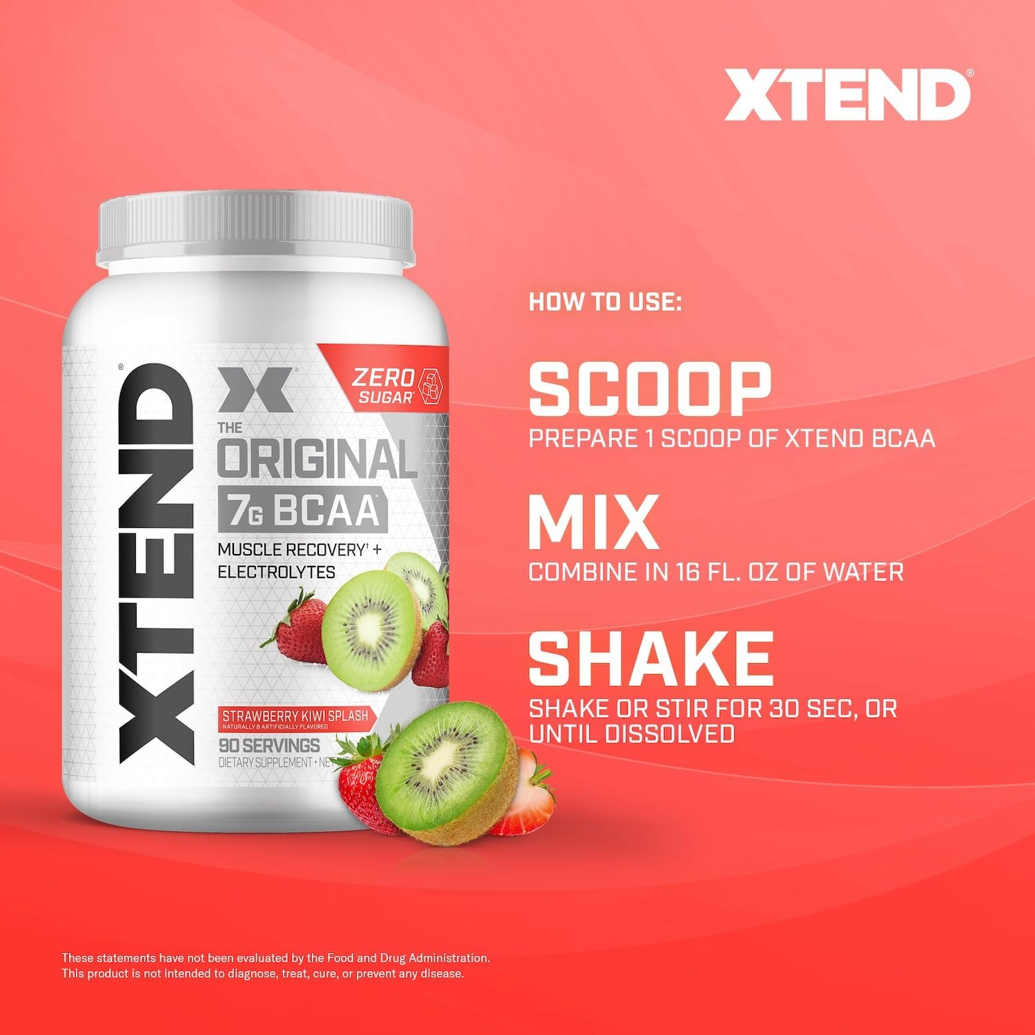 Scivation Xtend BCAA Powder, Strawberry Kiwi, 90 Servings