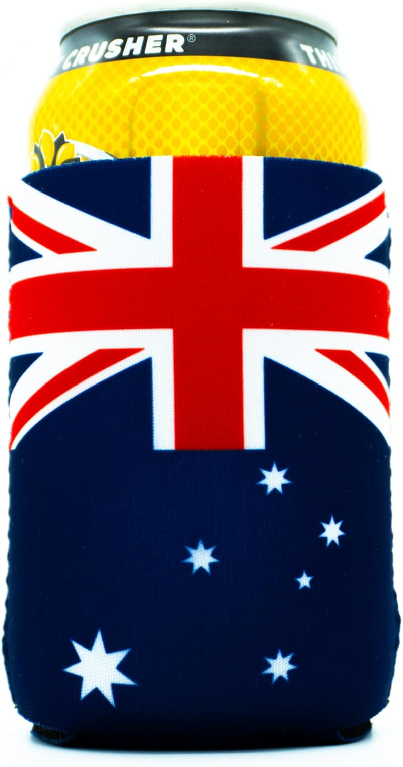 Stubby Holder Can Coolers for Drink Can (2-Pack) and Soft Drinks and Beer with Foldable Australian Themed Sleeve for Sublimation Heat Transfer (Australian Flag) image number 2