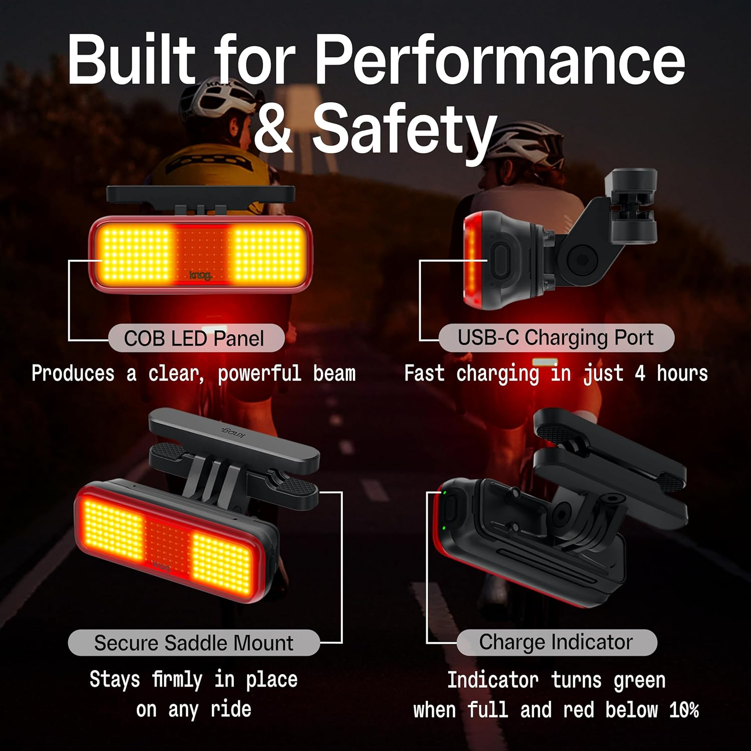 KNOG Blinder Link Rear Bike Light - Powerful Bike Taillight Mounts below Saddle for Maximum Visibility, Innovative Rear Light Keeps Seat Post Clutter-Free No-Size Black image number 6