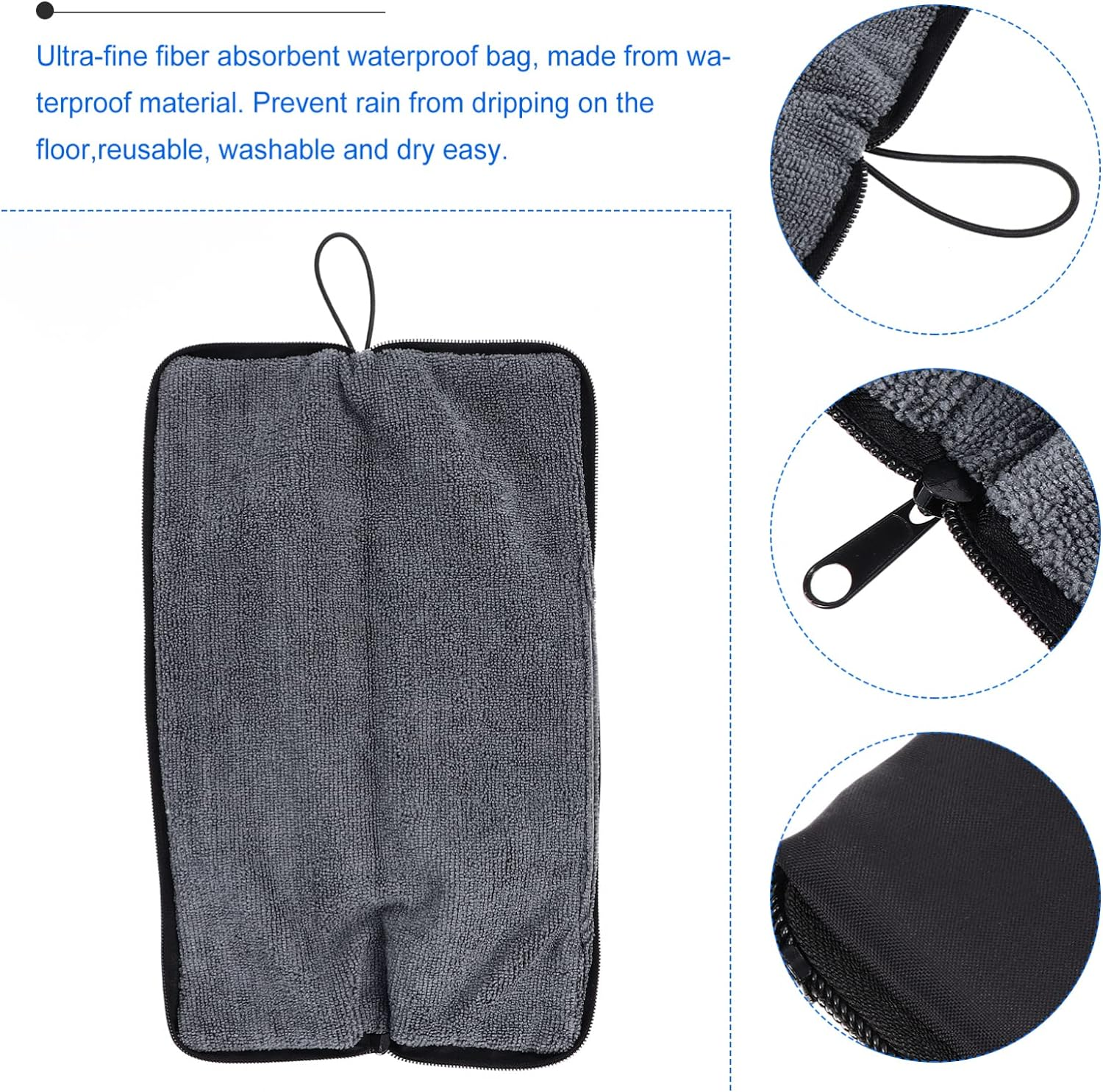 BESPORTBLE Folding Umbrella Bag Umbrella Cover Portable Waterproof Bag Umbrella Bag Umbrella Hanging Bag Umbrella Storage Bag 1Pc (Blue 35Cm) - Grey image number 3