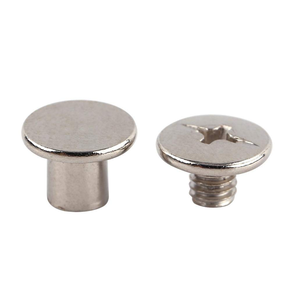 100Pcs Leather Rivets M5*6Mm Silver Iron DIY Binding Chicago Screws round Rapid Studs for Leather Photo Album Craft Repairs Decoration