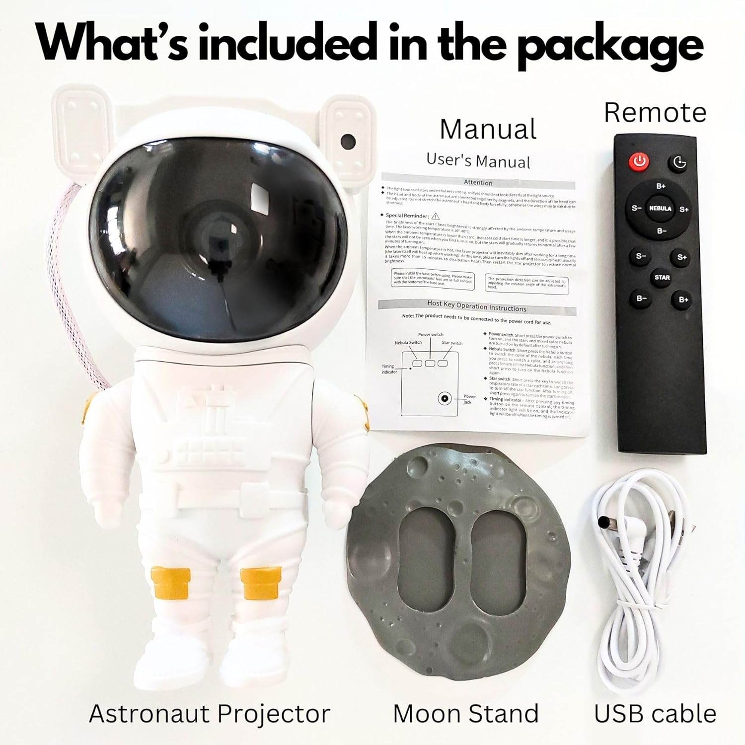 KOSU Astronaut Space Projector, Star Projector Galaxy Night Light, Starry Nebula Ceiling LED Lamp with Timer and Remote, Kids Room Decor, Gifts for Christmas, Birthdays, Party image number 3