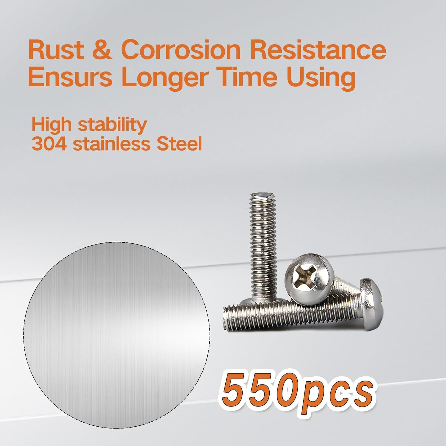 Zmbroll 550Pcs M3 Phillips Pan Head Machine Screws M3X4/5/6/8/10/12/16/20Mm Metric 304 Stainless Steel Screw Fully Thread Small Screws Fasteners Bolts Nuts and Flat Washers Assortment Kit image number 2