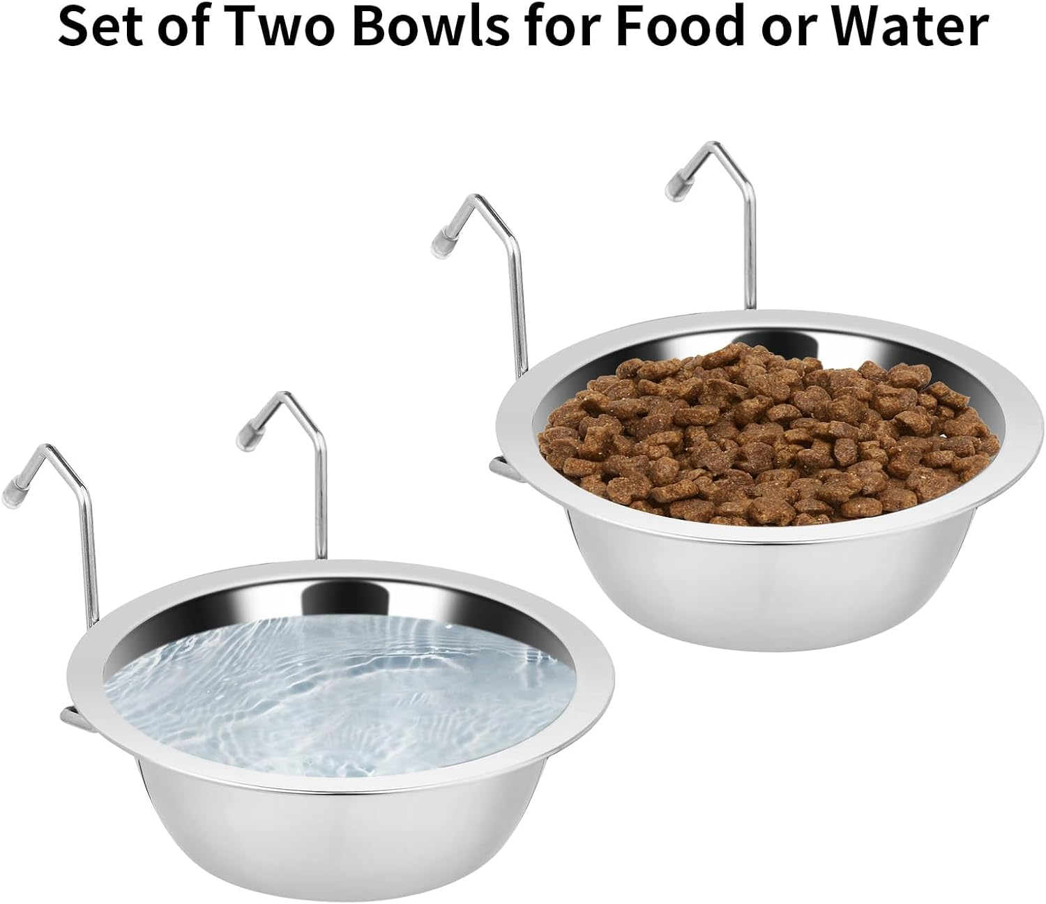 2PCS Kennel Water Bowl Hanging,Stainless Steel Puppy Bowls for Small Dog Cage,Kennel, Crate, Catio Accessories,Dog Crate Water Bowl, Dish Feeder Food Holder No Spill(8Oz/1Cup) image number 5