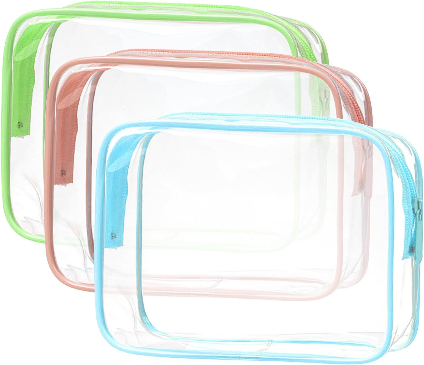 Viiotu 3 Pack Color Clear Toiletry Bag, Waterproof PVC Clear Makeup Bag, Portable Clear Travel Toiletry Bags for Traveling Men Women (3, Black)