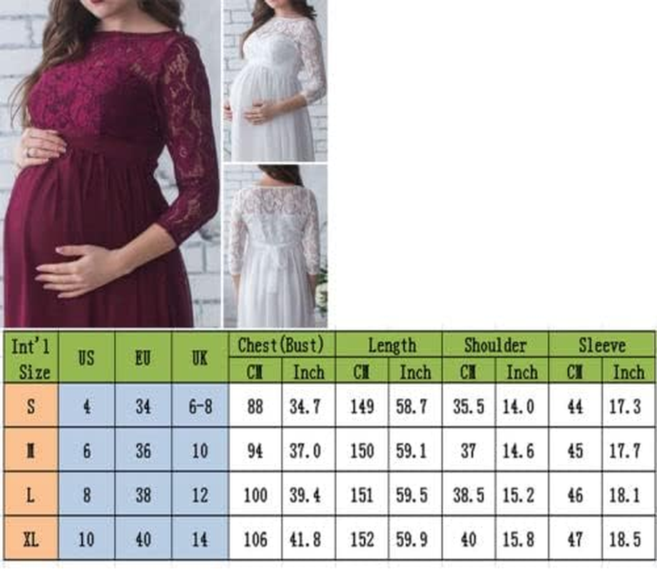 Maternity Dress for Photography Solid Color Lace off Shoulder Chiffon Gown Split Front Maxi Pregnancy Dresses for Photoshoot image number 4