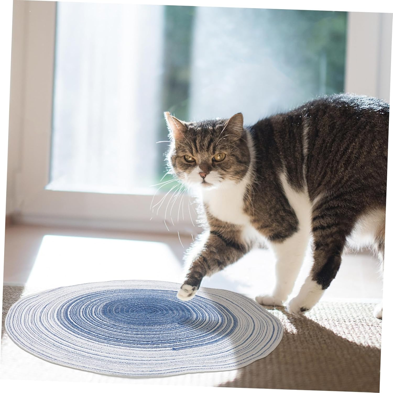 PENIKOKO 2Pcs Cat Scratch Mat Adhesive Cat Toys for Indoor Rope Pad Scratch Board For