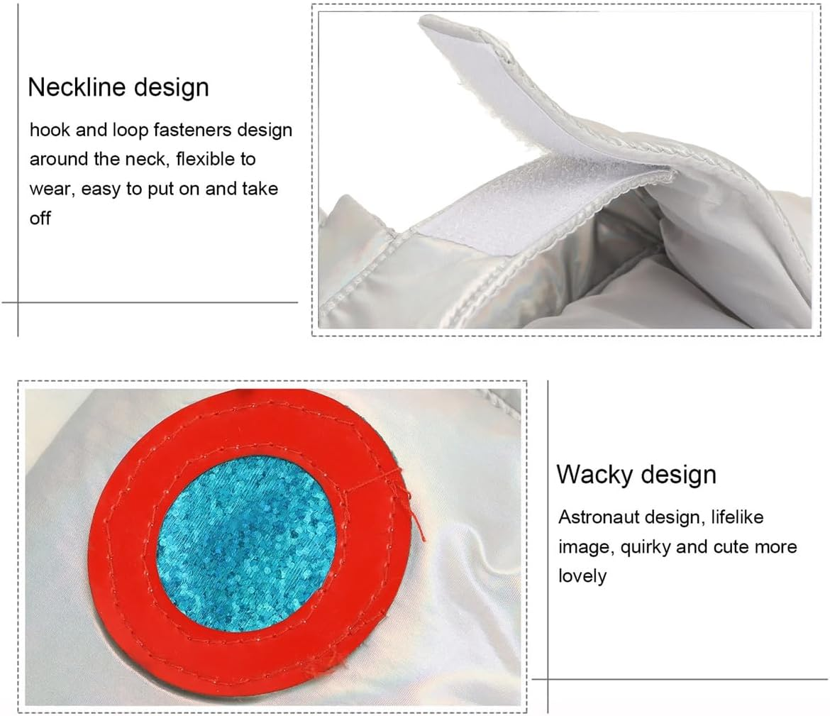 AIMALL Pet Astronaut Costume for Small Dogs & Cats &ndash; Funny Halloween Spacesuit Outfit with Hood, Reflective Metallic Fabric, Velcro Closure &ndash; S to XL Sizes image number 1