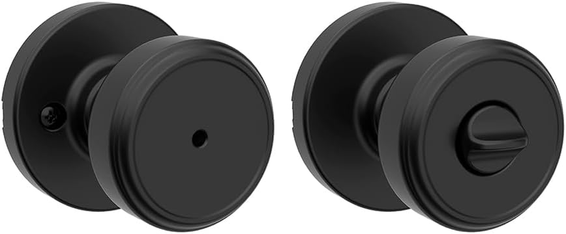 Kwikset Maven Interior Privacy Door Knob with Lock, round Door Handle for Bathroom and Bedroom, Matte Black Keyless Turn Lock Doorknob, with Microban Protection image number 6