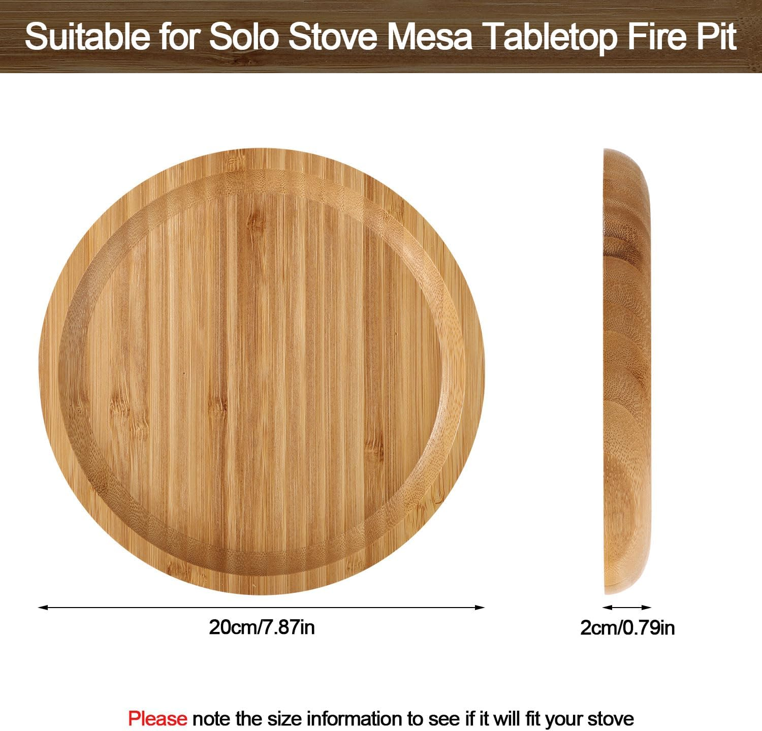 8In Tabletop Fire Pit Mat for Solo Stove Mesa & Mesa XL, round Wooden Heat Resistant Mat Table Protection Grill BBQ Mat Stove Accessories image number 3