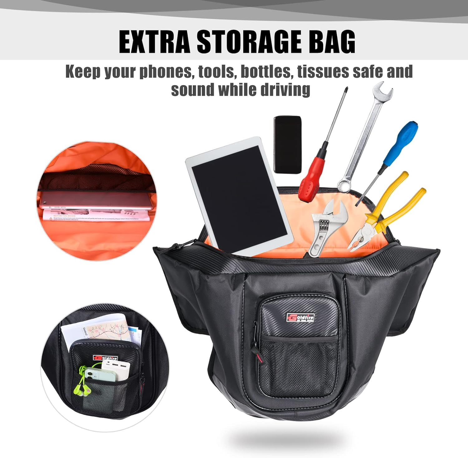 General 1000 Storage Bag, General 1000 Accessories behind Seat Storage Bag, UTV Center Seat Bag Tool Porch for Polaris General 1000/1000-4 / XP 1000 / XP 4 1000 2016-2024 (Black) image number 1