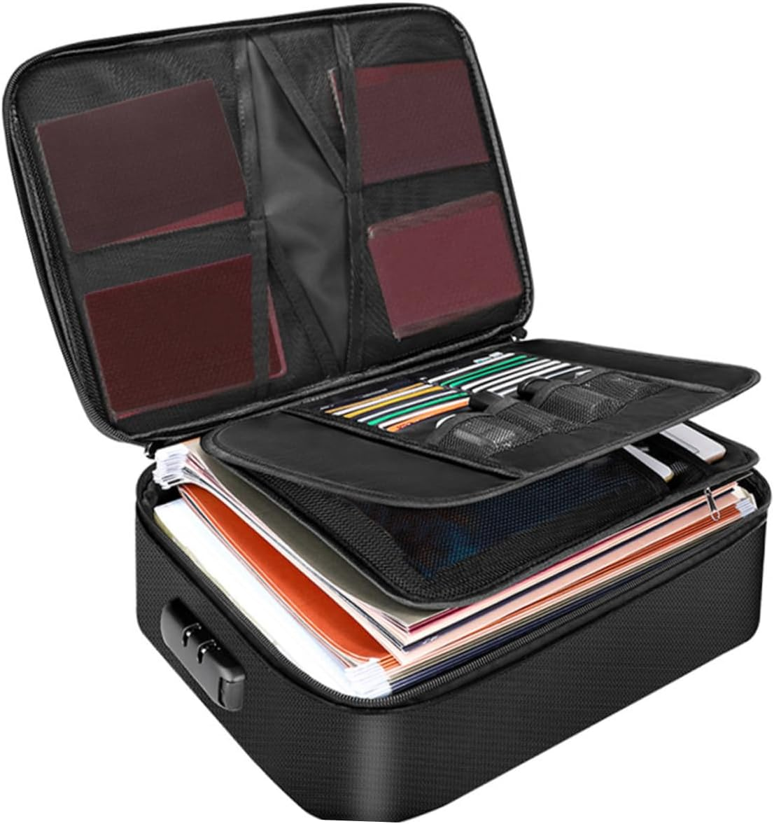 WRITWAA Fireproof Certificate Document Holder Fireproof Money Safe Document Bag Portable File Folder image number 6