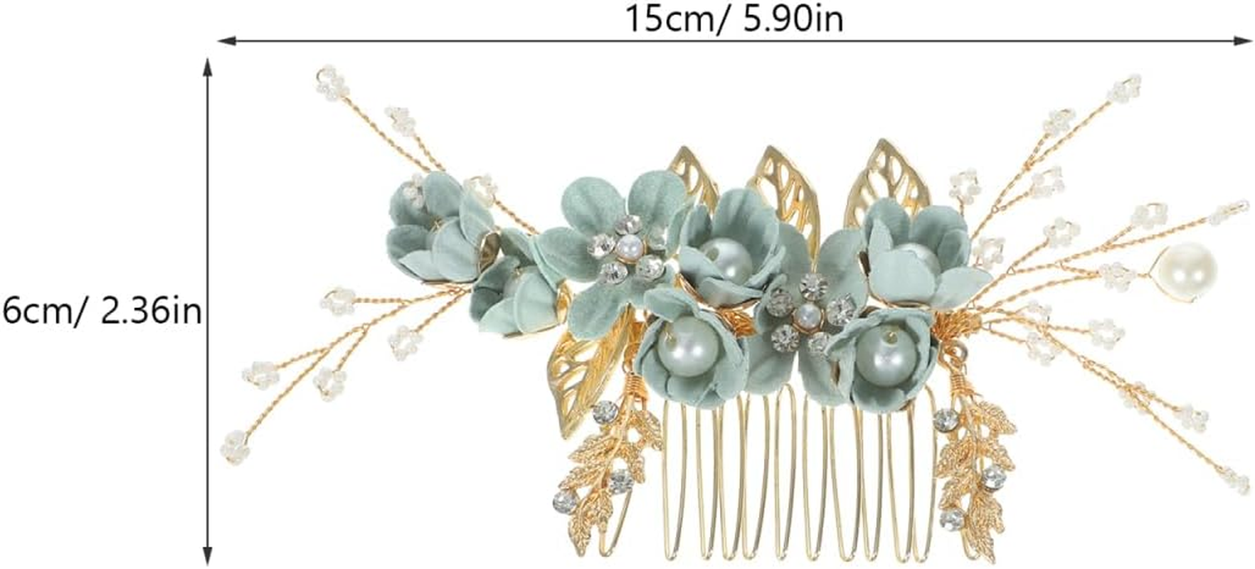Hemobllo Side Hair Clips with Flowers for the Bride: Alloy Headpiece with Rhinestones and Flowers for Wedding Brides Hair Comb Wedding Prom Birthday Party image number 2