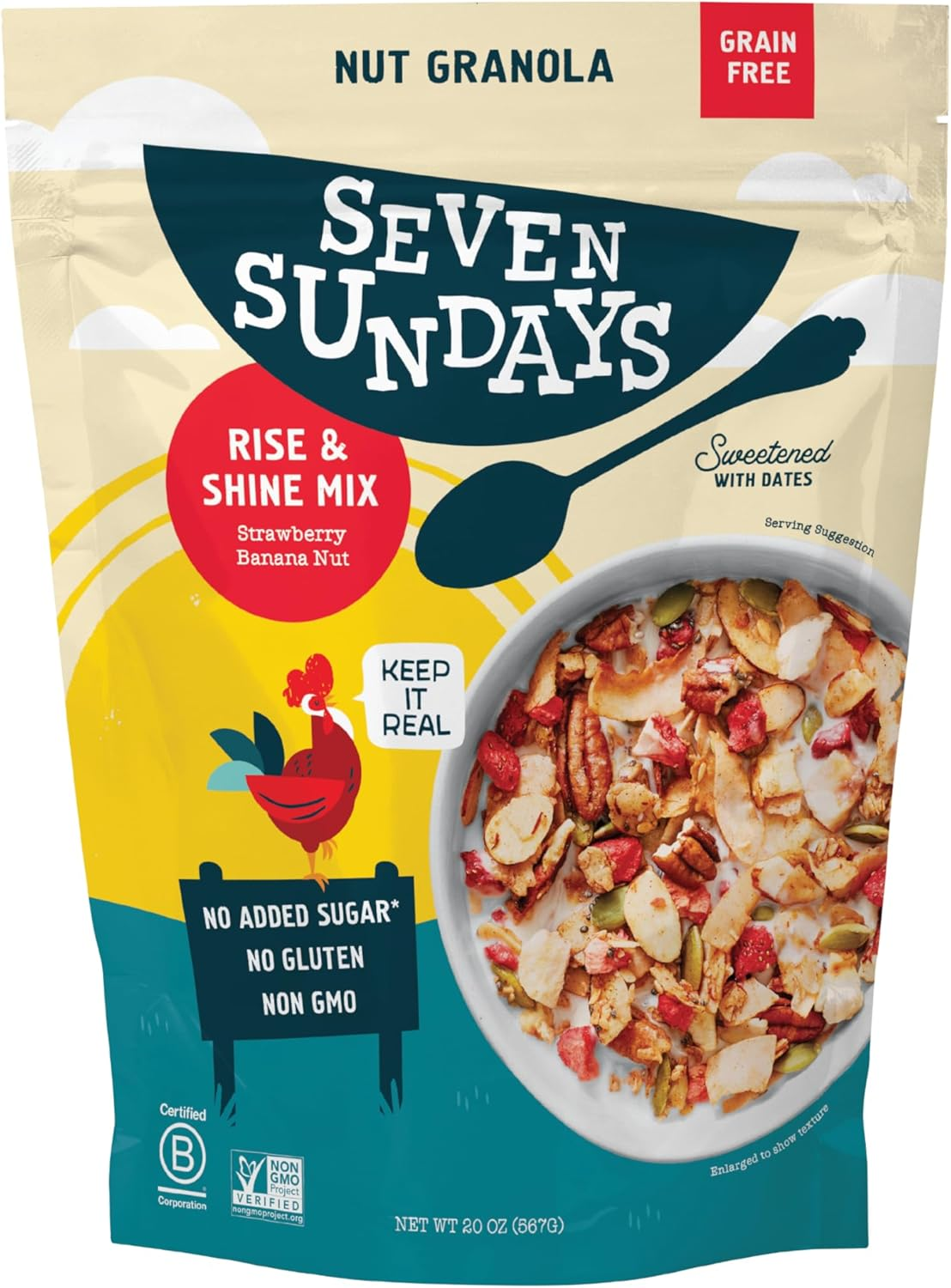 Seven Sundays Nut Granola Cereal, Rise & Shine Strawberry Banana Nut, 20 Oz (Pack of 3), Grain & Gluten Free, 5G Protein, 5G Net Carbs, Keto Friendly image number 4