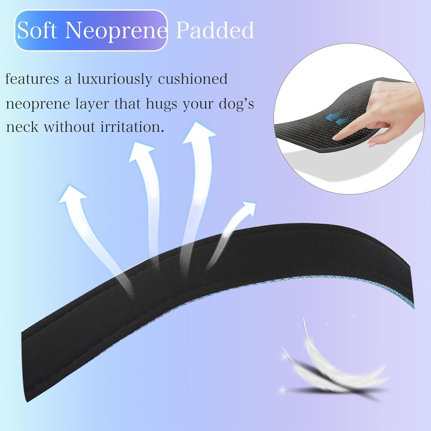 PUKAKO Reflective Dog Collar, Adjustable Soft Neoprene Padded Nylon Pet Collars with Buckle for Small Medium Large Dogs Girl, Blue Gradient, L