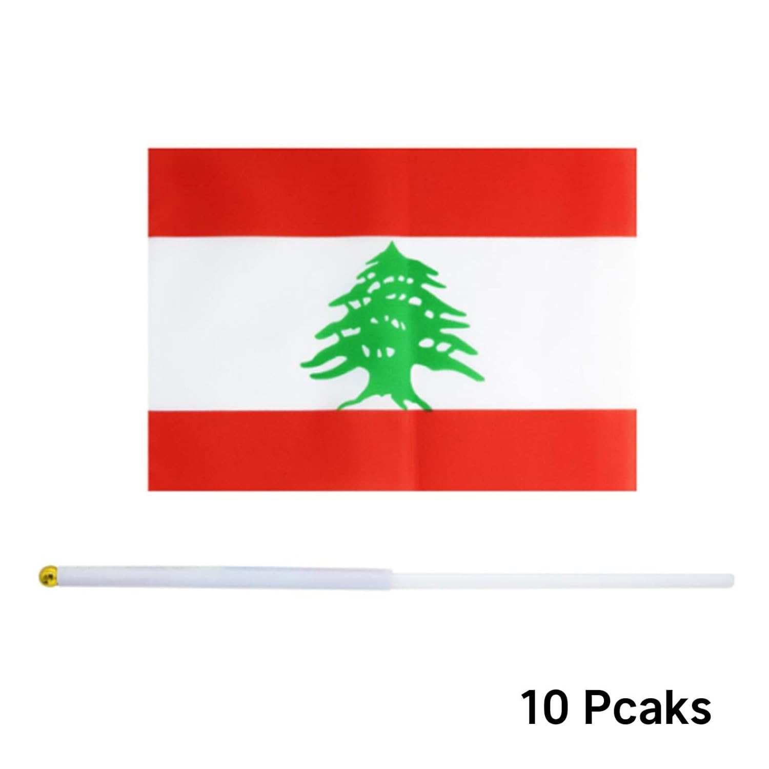 Lyvixora ​10 PCS Lebanese Flag Handheld Mini Flags - Lebanon National Country Flags for Party Decorations Supplies (21Cmx14Cm)