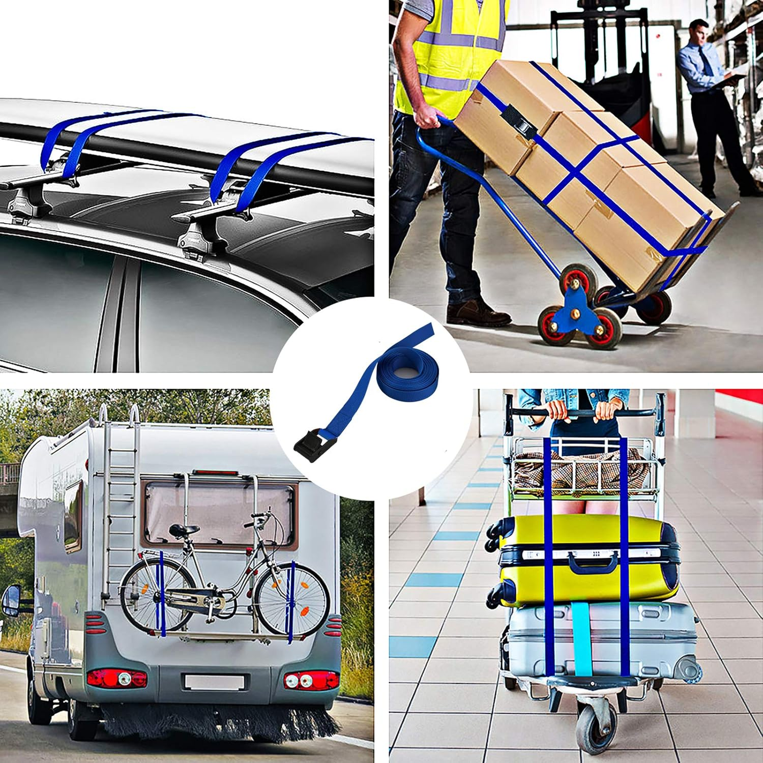 Premium Lashing Strap Short 1" X 6.5 Ft, Cam Buckle Tie down Straps Heavy Duty Secure Straps up to 700 Lbs Capacity for Motorcycle,Sup, Kayak, Canoe, Surfboard, Cargo, Boat,Trailer, Luggage image number 5