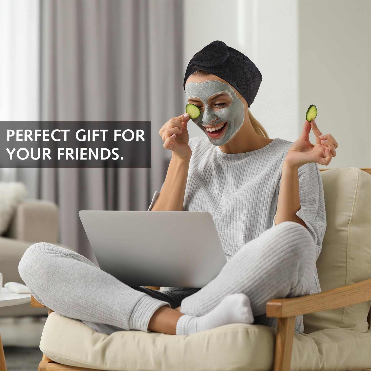 Pack of 4 Spa Headbands, Self-Adhesive Adjustable Headband for Face Washing, Make-Up, Beauty, Face Bow, Yoga Towel image number 5