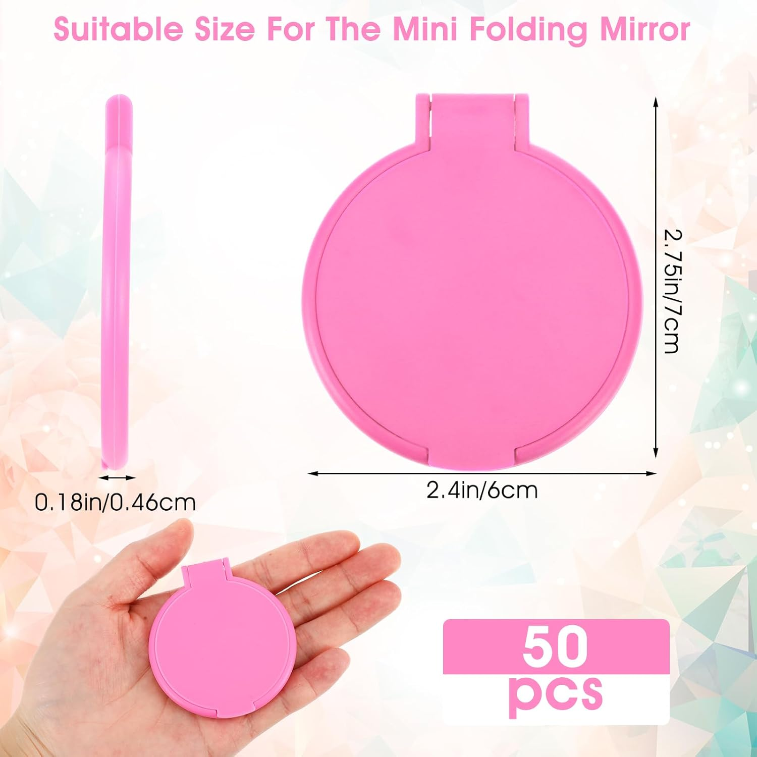 Hpmjz 12 Pcs Mini Folding Mirror Portable round Compact Mirrors 2.4 in Pocket Travel Mirror Vintage Small Makeup Mirrors for Purse Daily Use Party Favors Women Girls Gifts image number 2