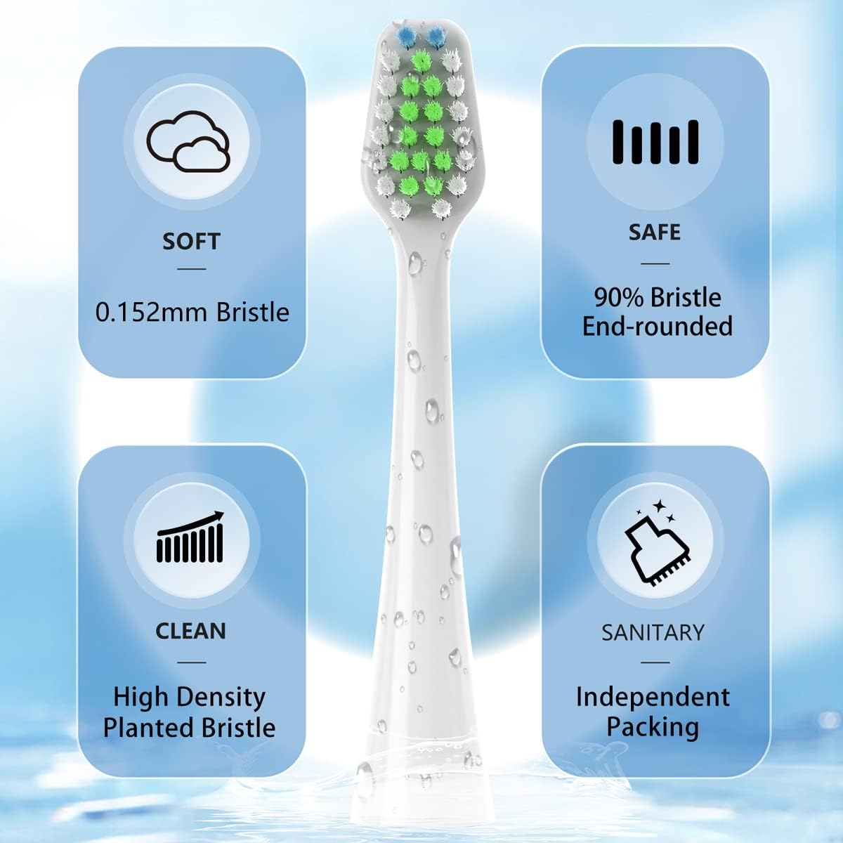 Compatible with Waterpik Complete Care 9.0 (CC-01), 5.0 (WP-862) Sonic Electric Toothbrush Replacement Brush Heads STRB-10WB, Soft Bristle, 10 Pack (White) image number 6