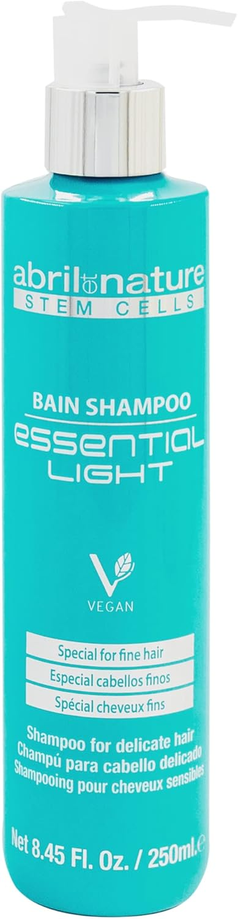 Abril Et Nature - Bain Shampoo Essential Light - Moisturising Shampoo - 250 Ml - for Fine and Sensitive Hair - Hair Treatment with Stem Cells - Vegan Product - Reduces Frizz image number 6