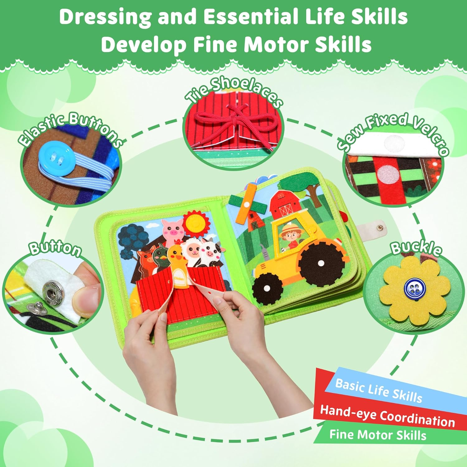 Busy Books Board Toddlers Toys, 20 in 1 Farm Sensory Board Montessori Early Education Learning Toys for Toddlers 1-3, Interactive Activity Book Airplane Travel Toy for Boys Girls 1 2 3 4 5 Years Old image number 2