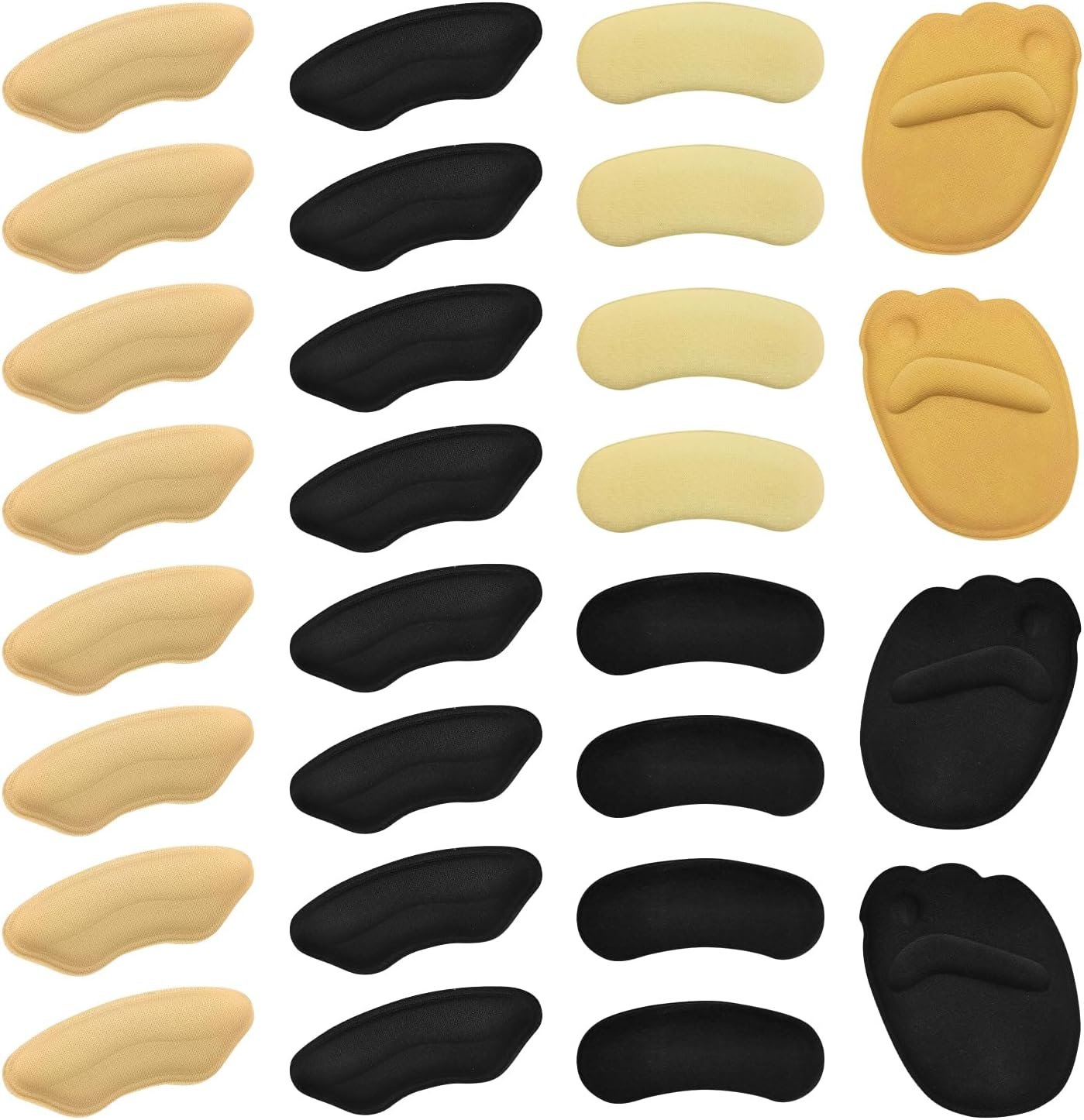 Unisex 14-Piece Heel Grips Set | Heel Cushions & Cups Heel Cushions & Cups*12 + Forefoot Pads Forefoot Pads*2, Self-Adhesive Shoe Inserts Shoe Inserts for Better Fit.(Black+Beige) image number 2
