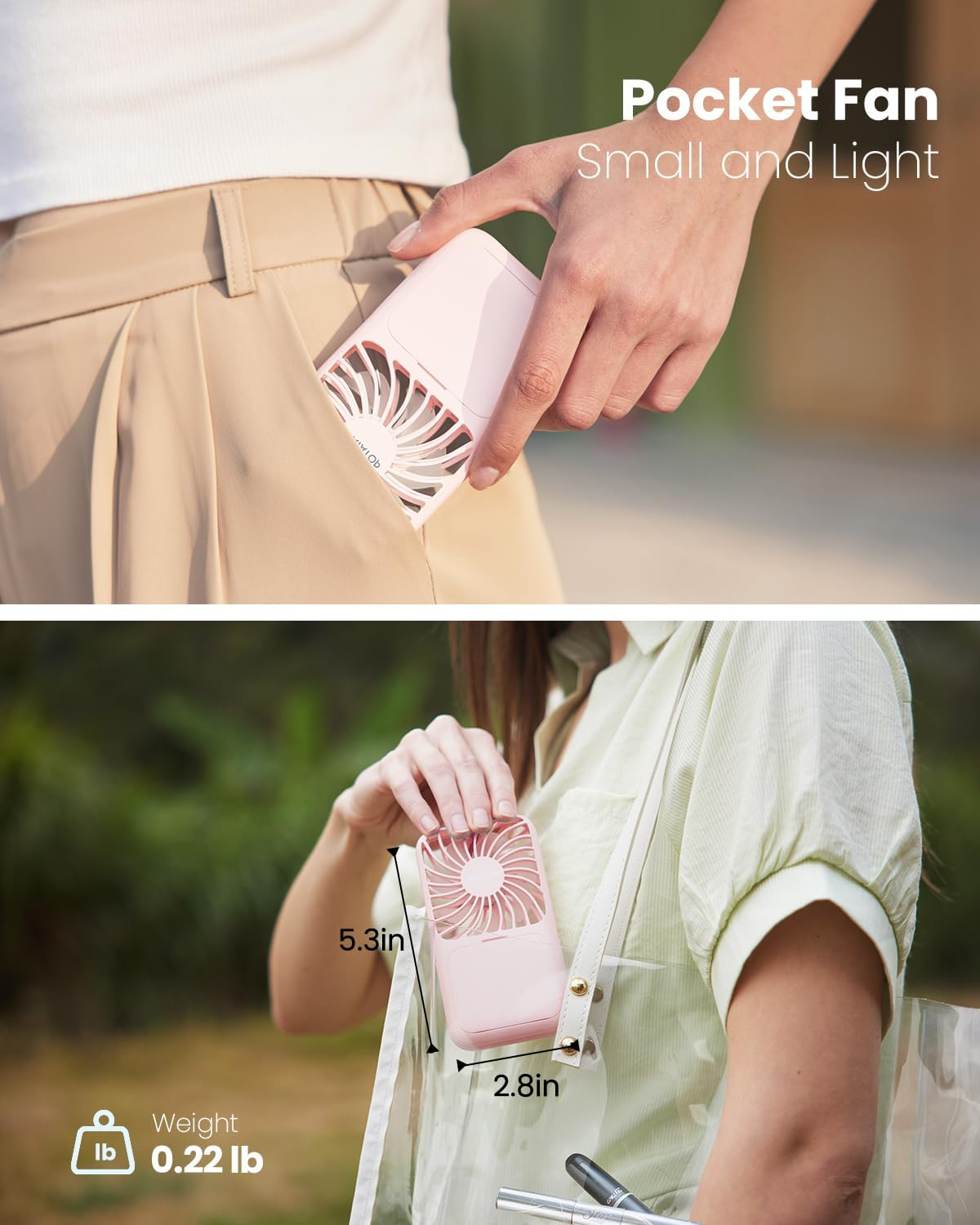 Gaiatop Portable Handheld Fan, Folding Stand for Desktop, 3 Speed LED Makeup Mirror with Light, Rechargeable Mini Personal Fans Small Travel Essentials Gifts for Women Girls Pink image number 4