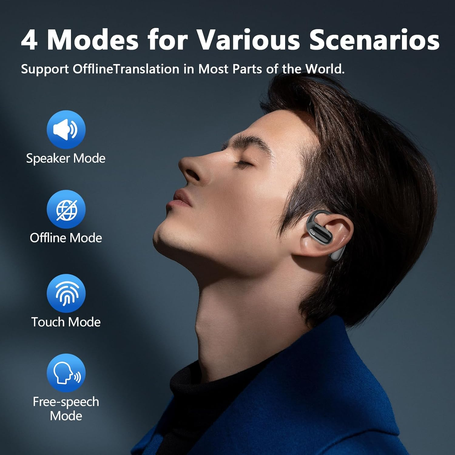 AI Translation Earbuds Real Time, 3-In-1 Translator Earbuds 164 Foreign Languages & Accents, Audifonos Traductores Ingl&eacute;s Espa&ntilde;ol,Open Ear Wireless Headphones with Charging Case Fit Ios & Android - Classic Black image number 6