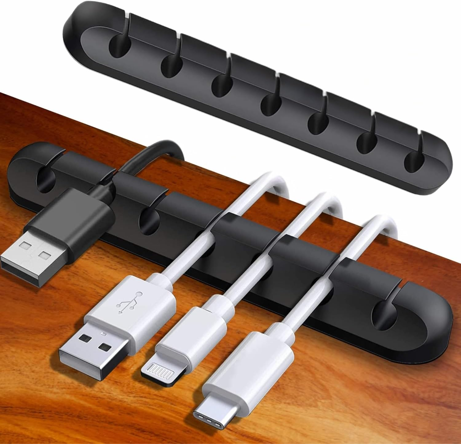 Spendeal 7 Slots Cable Clips Cord Management Organizer Silicone Adhesive Hooks, Wire Holder USB Power Charging Accessory Mouse PC Nightstand Desktop Wall Phone Workspace Office image number 4