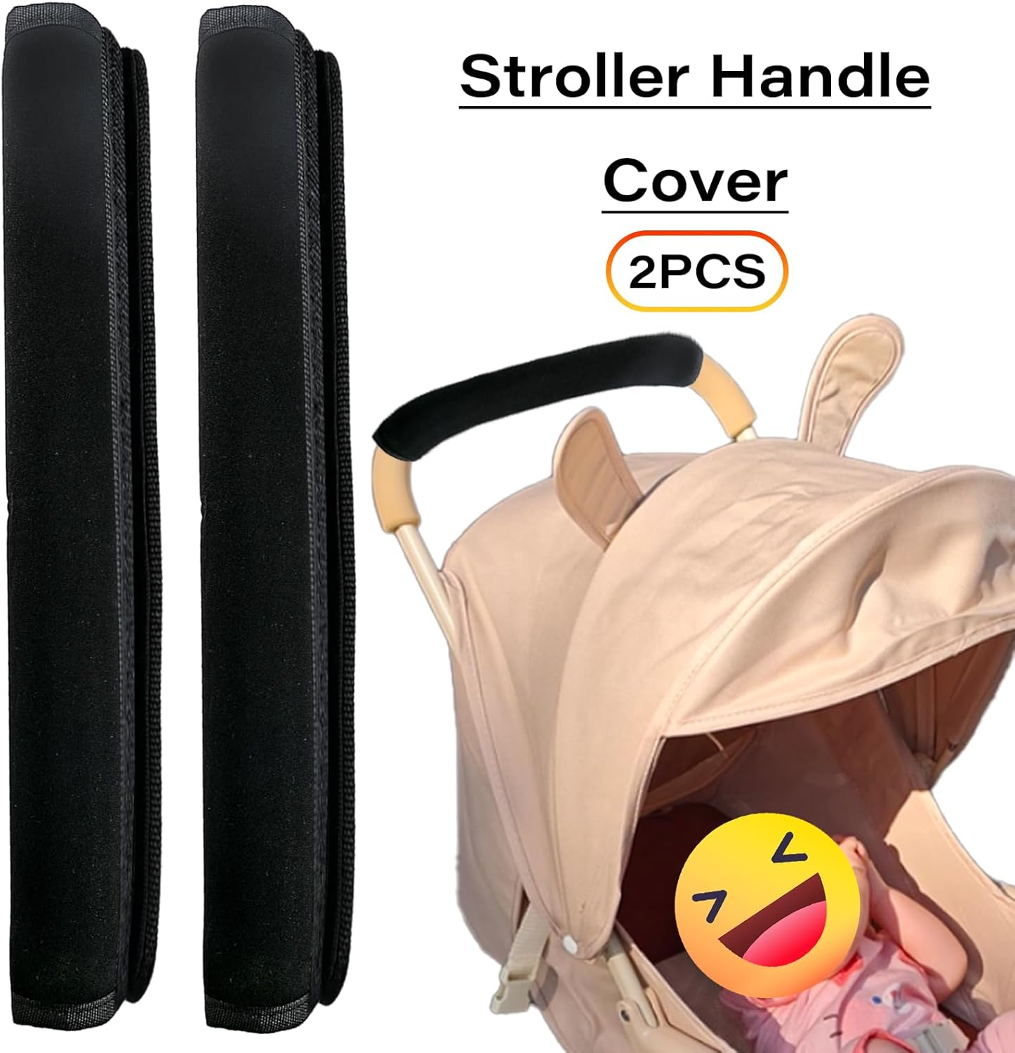 2Pcs 13.38 * 5.51Inches Stroller Handlebar Cover,Pushchair Armrest Handle Protector Cover,Pram Bumper Bar Dustproof Handle Gloves Replacement Removable Universal Protective Case Grip Bar Covers image number 2