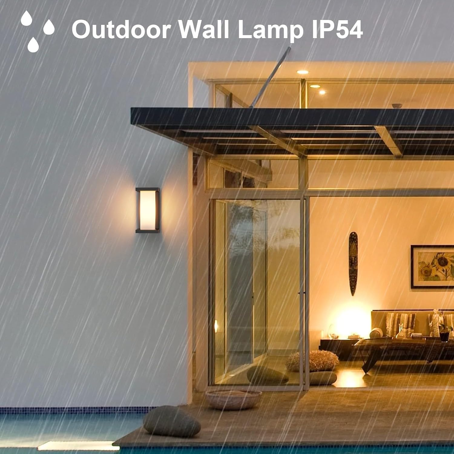 Klighten 2 Pieces E27 Outdoor Wall Lamp, E27 Wall Lamp, IP65 Outdoor Wall Lamp, 60W Outdoor Wall Lamp, Outdoor Wall Lamp Terrace, Aluminum Suitable for Indoor Outdoor. Black (Without Bulb) image number 3