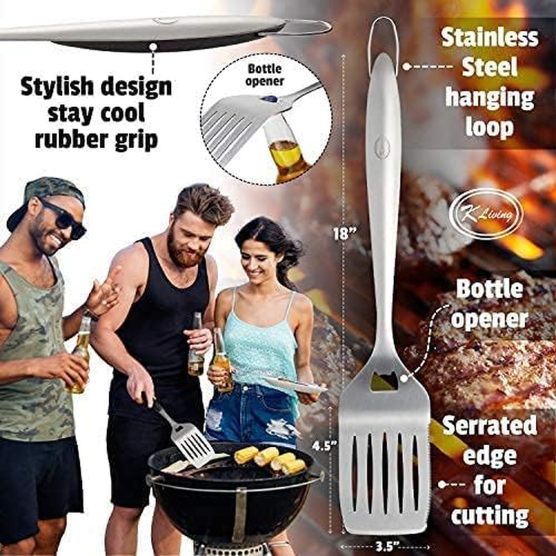 K Living Barbecue Tool Set | AU Company | Perfect for Dad'S | Stainless Steel | Includes, Apron and Chef GAV EBOOK | Easy to Clean and Store | Stylish Design | Long Handles image number 4