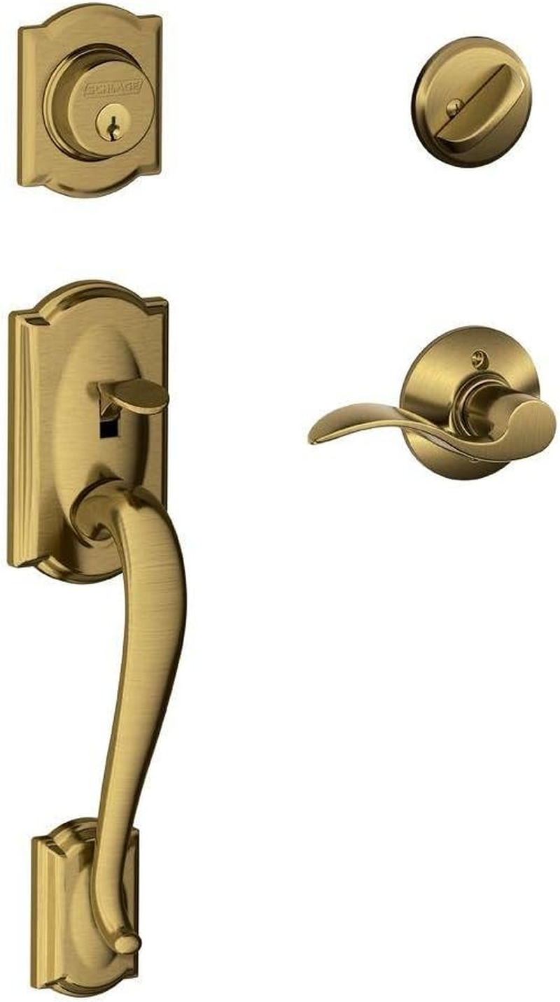 Schlage Camelot Single Cylinder Handleset and Left Hand Accent Lever, Matte Black (F60 CAM 622 Acc LH)