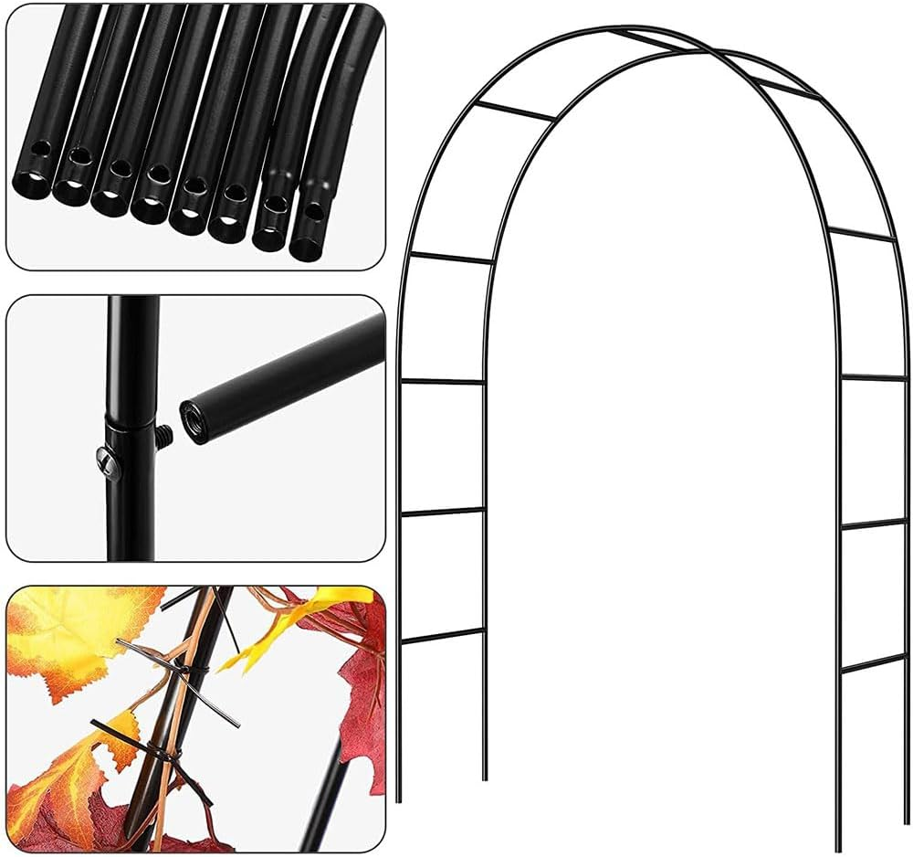 Metal Garden Arch &ndash; Outdoor Wedding Arbor Trellis for Climbing Plants, Freestanding Pergola Archway for Roses Vines Bridal Party Decoration image number 3