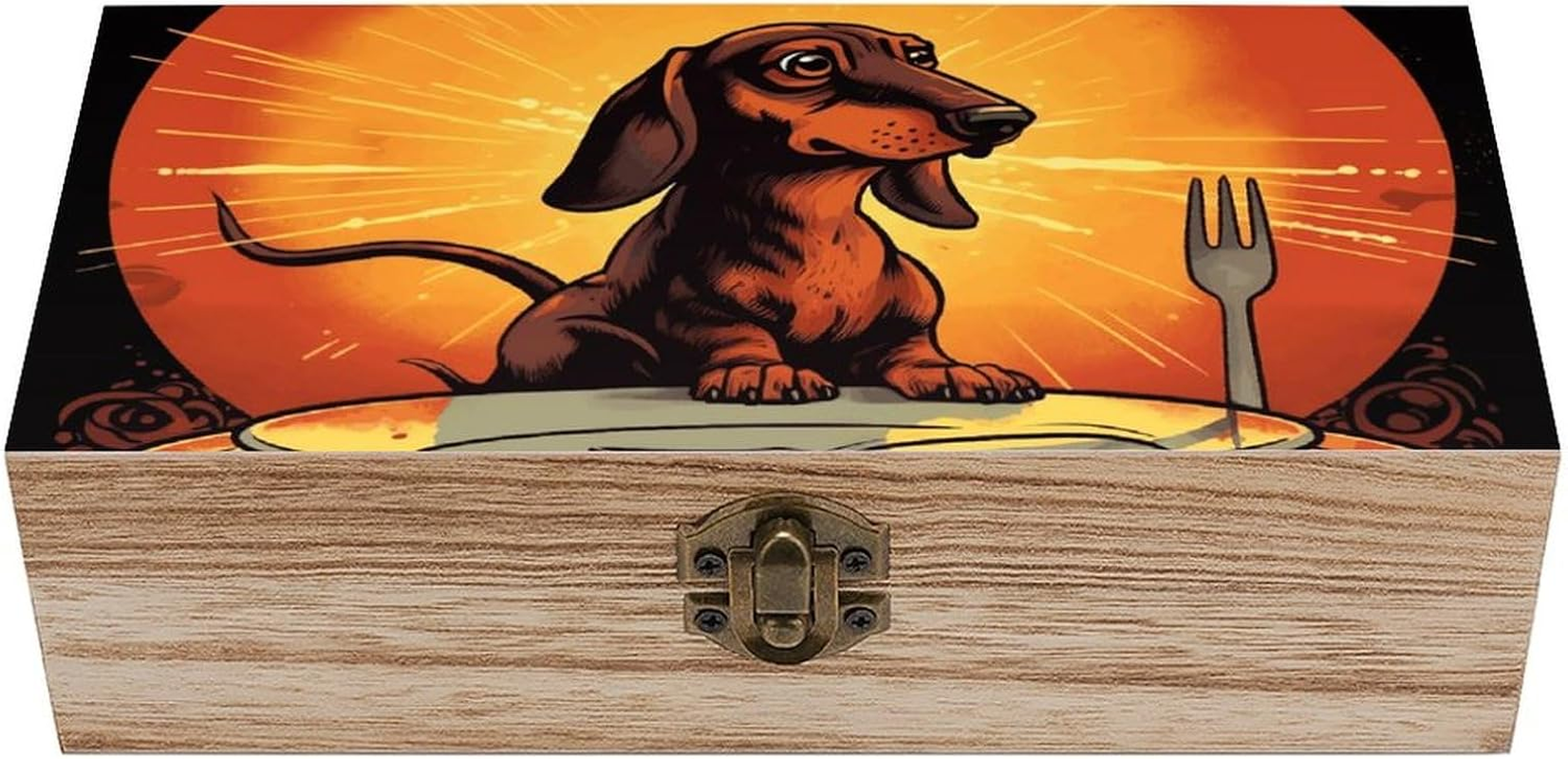 Dachshund Wooden Box Wood Wedding Keepsake Boxes with Lids Small Decorative Boxes Lightweight Wooden Memory Storage Box for Crafts Keepsakes Jewelry Photo Letter Storage